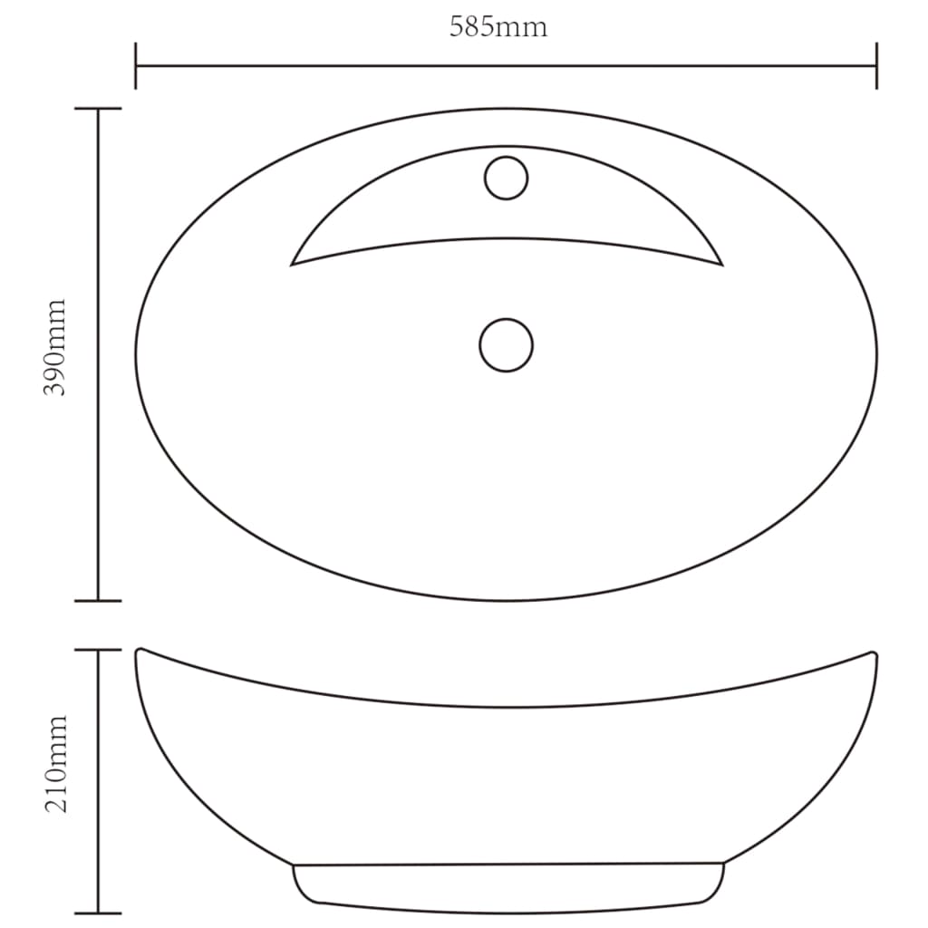 vidaXL Umivaonik sa zaštitom od prelijevanja 58,5x39x21 cm keramički srebrni