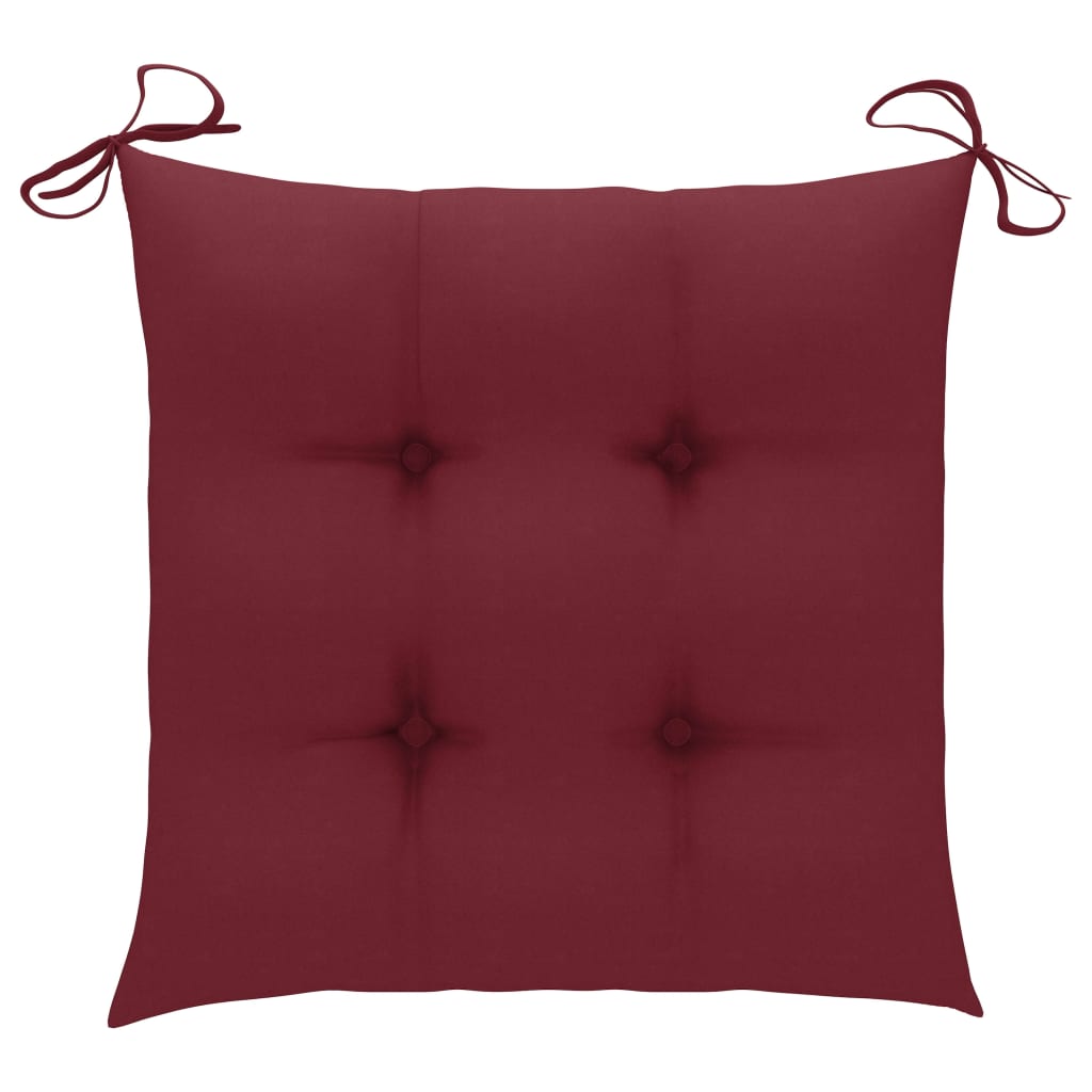 vidaXL Blagovaonske stolice s jastucima boje vina 2 kom od tikovine