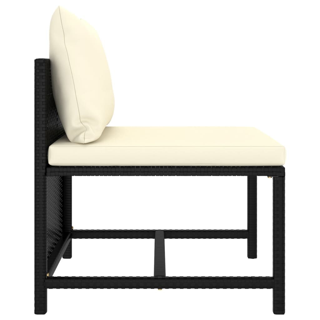 vidaXL Modularna srednja sofa od poliratana s jastucima crna