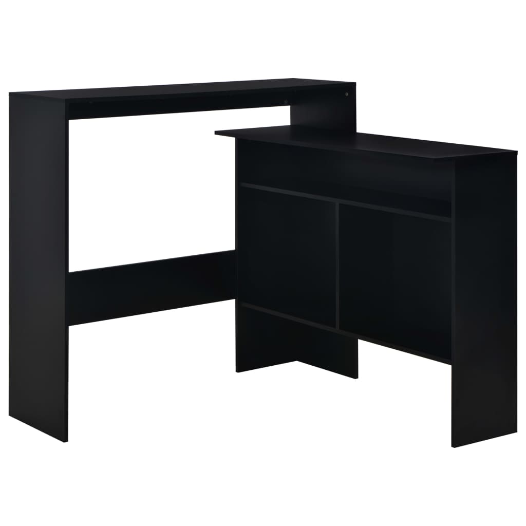 vidaXL Barski stol s 2 stolne ploče crni 130 x 40 x 120 cm