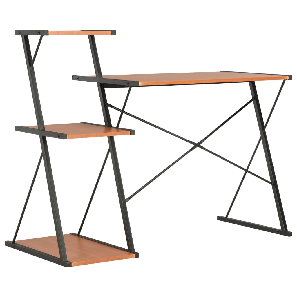 vidaXL Radni stol s policom crno-smeđi 116 x 50 x 93 cm