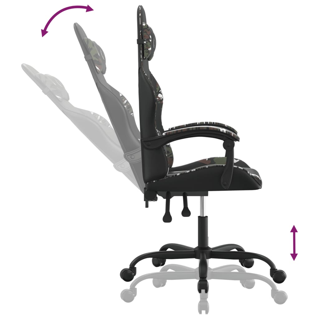vidaXL Igraća stolica crno-maskirna od umjetne kože