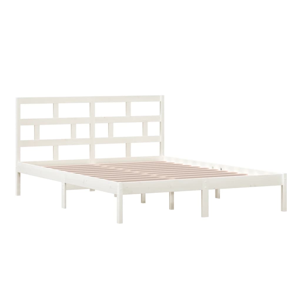 vidaXL Okvir za krevet od masivnog drva bijeli 150 x 200 cm veliki