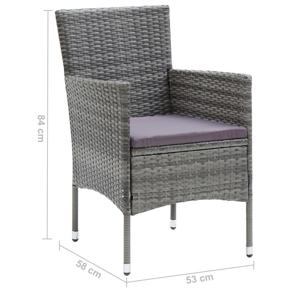 vidaXL Vrtne blagovaonske stolice od poliratana 4 kom sive