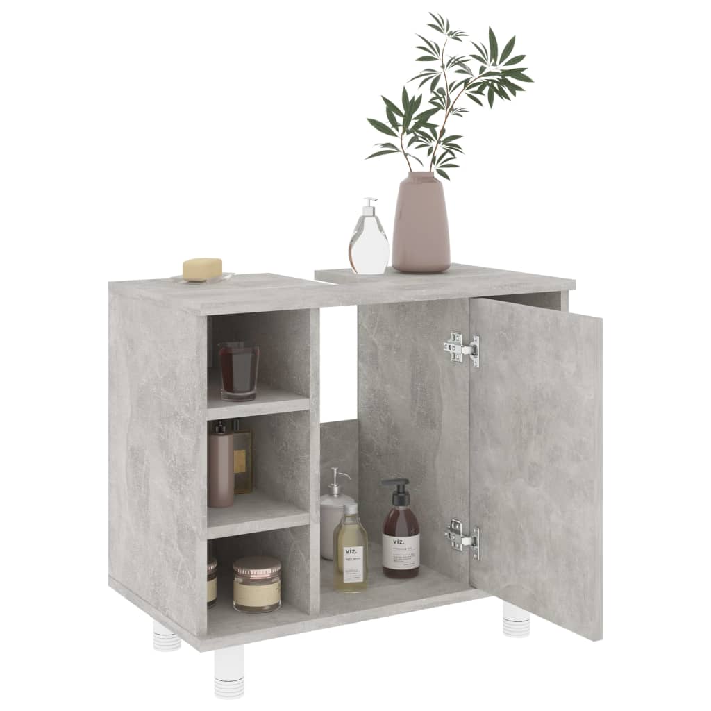 vidaXL 3-dijelni set kupaonskog namještaja od iverice siva boja betona