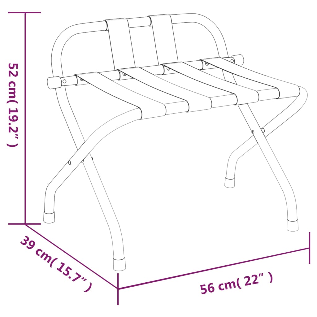 vidaXL Stalak za prtljagu s naslonom crni 56 x 39 x 52 cm