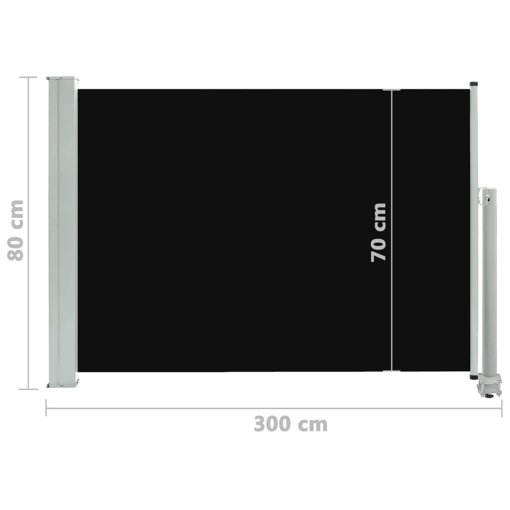 vidaXL Uvlačiva bočna tenda za terasu 80 x 300 cm crna