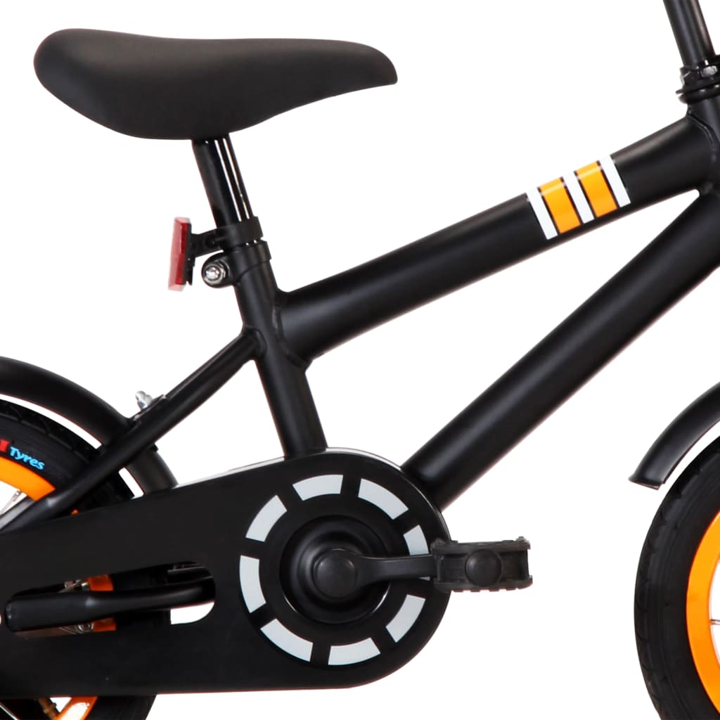 vidaXL Dječji bicikl s prednjim nosačem 12 inča crno-narančasti