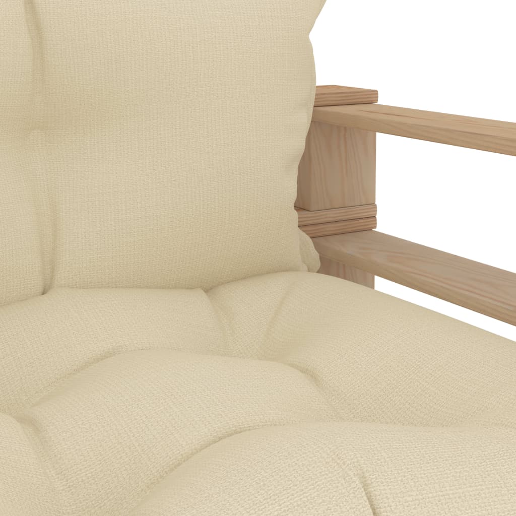 vidaXL Vrtna sofa od paleta s krem jastucima drvena