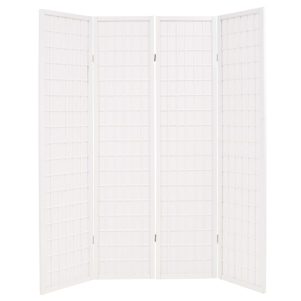 vidaXL Sklopiva sobna pregrada s 4 panela u japanskom stilu 160x170 cm bijela