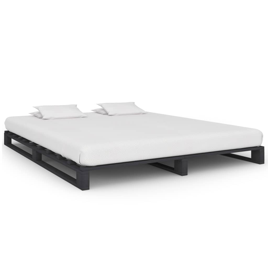 vidaXL Okvir za krevet od paleta od masivne borovine sivi 160 x 200 cm