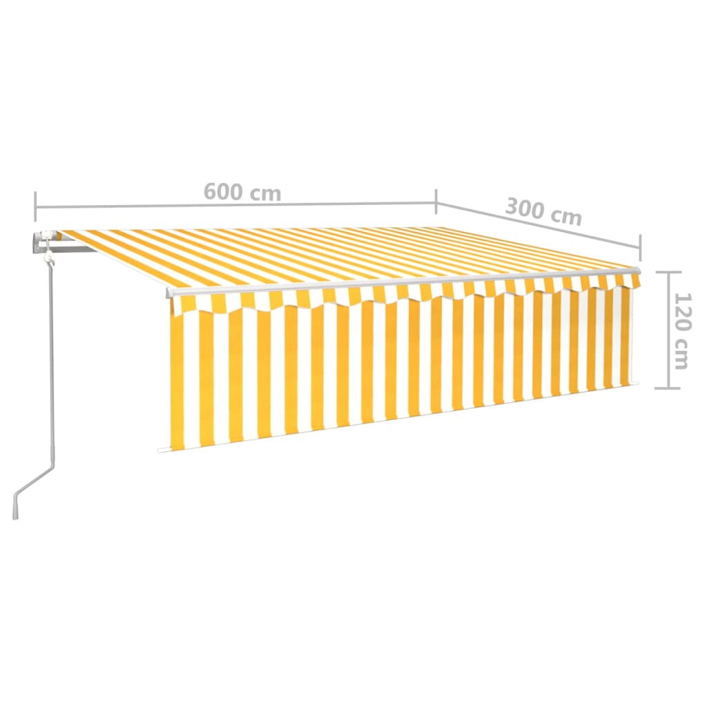 vidaXL Automatska tenda s roletom i senzorom LED 6 x 3 m žuto-bijela