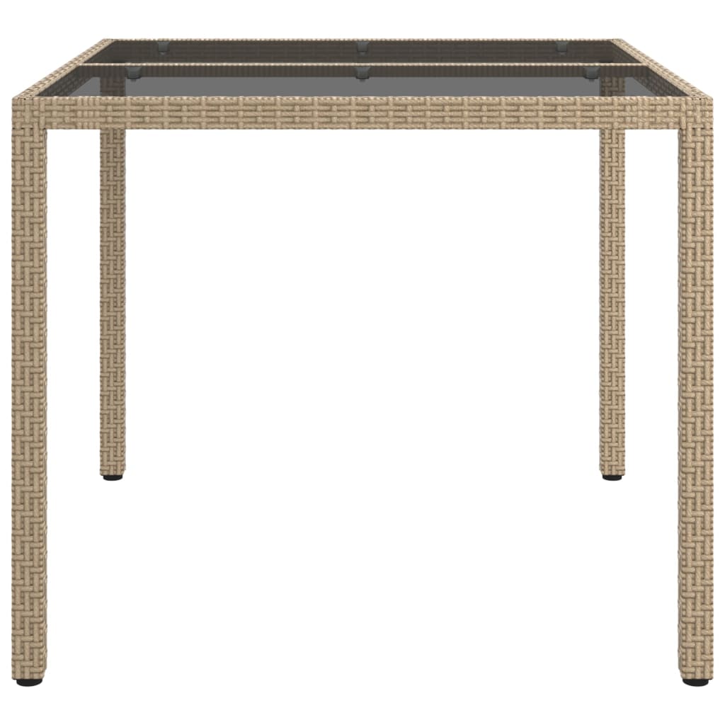 vidaXL Vrtni stol 90 x 90 x 75 cm od kaljenog stakla i poliratana bež