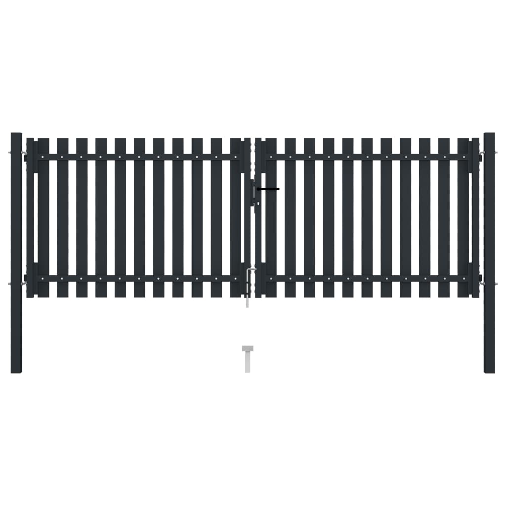 vidaXL Dvostruka vrata za ogradu od čelika 306 x 175 cm antracit