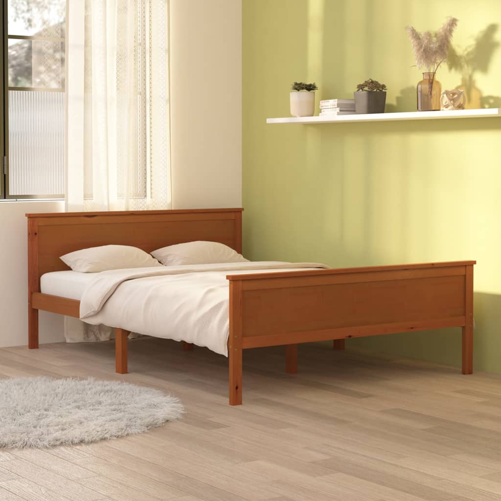 vidaXL Okvir za krevet od masivne borovine boja meda 140 x 200 cm