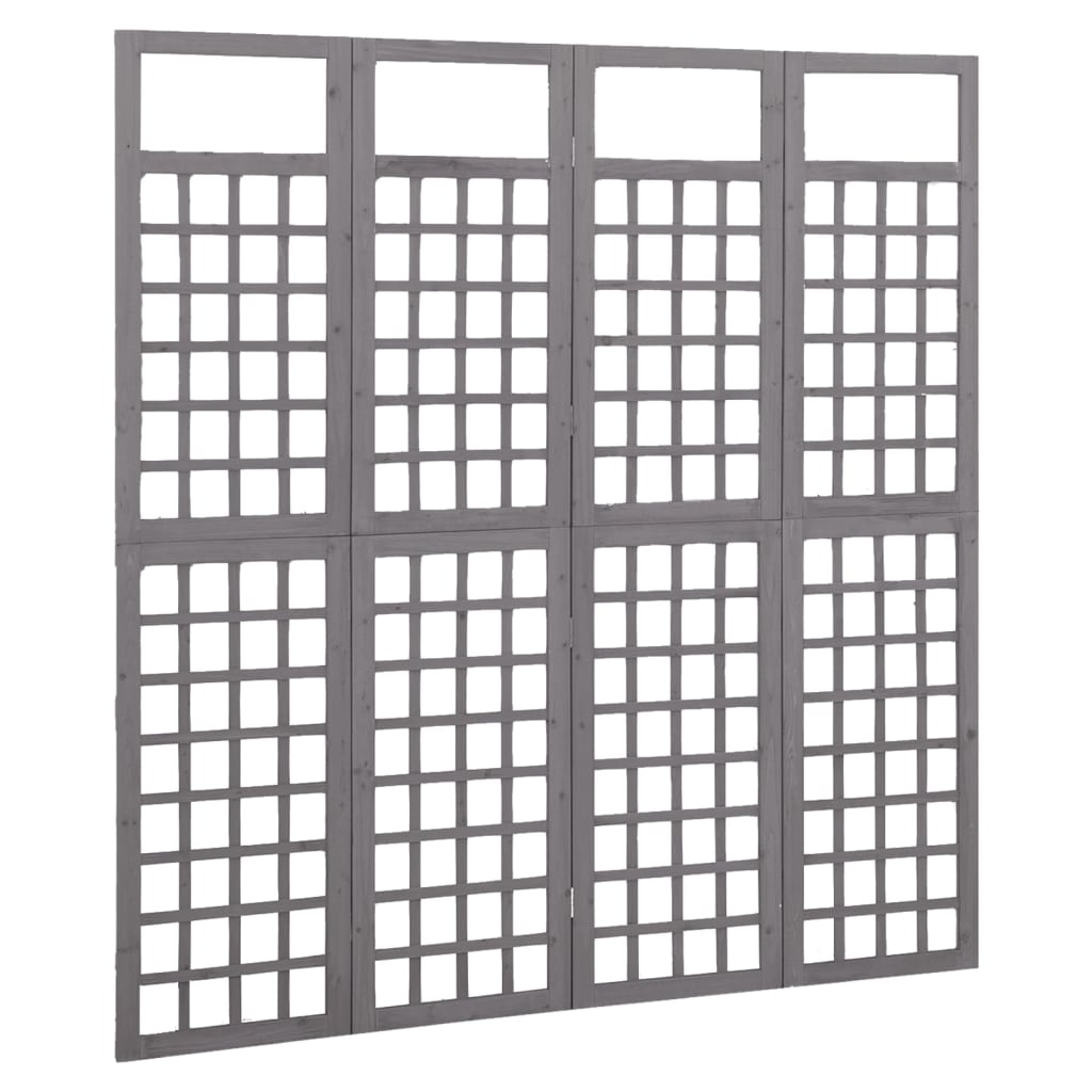 vidaXL Sobna pregrada / rešetka s 3 panela od jelovine siva 161x180 cm