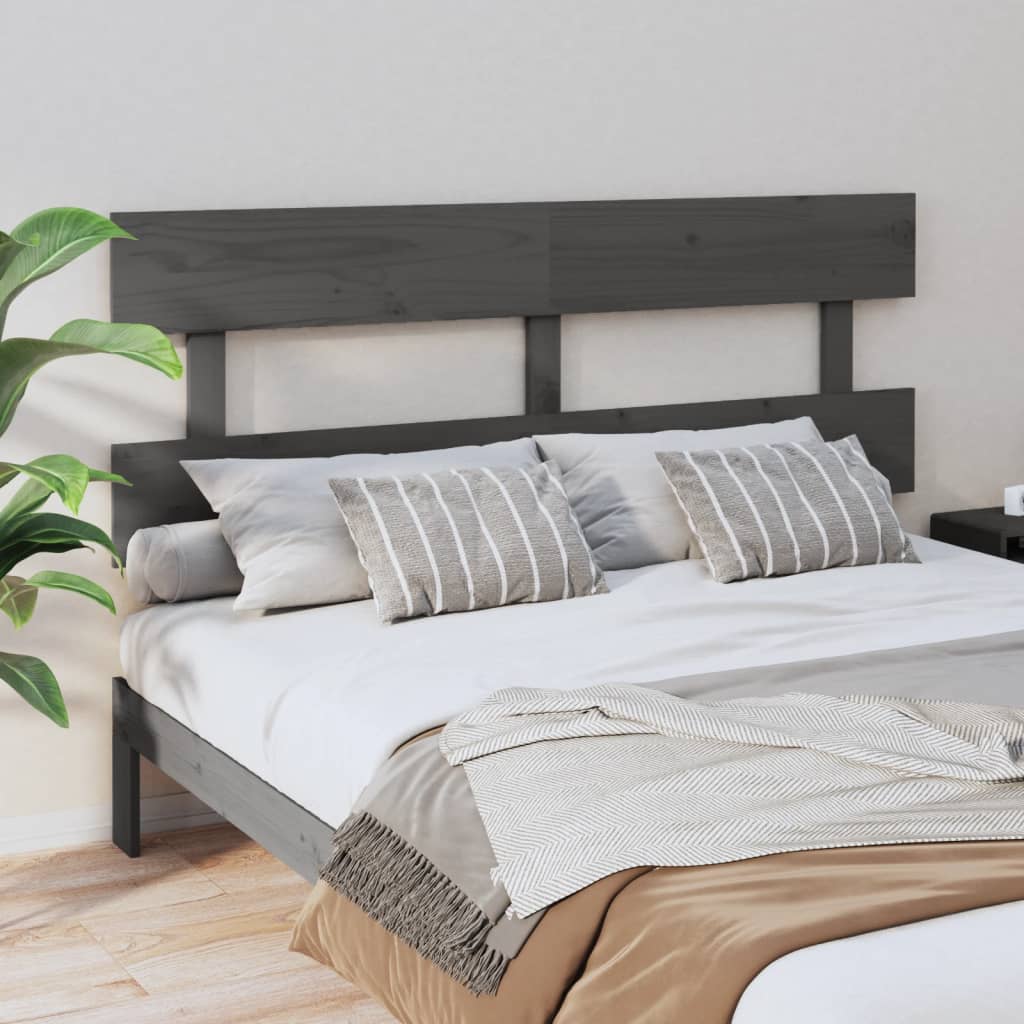vidaXL Uzglavlje za krevet sivo 154 x 3 x 81 cm od masivne borovine