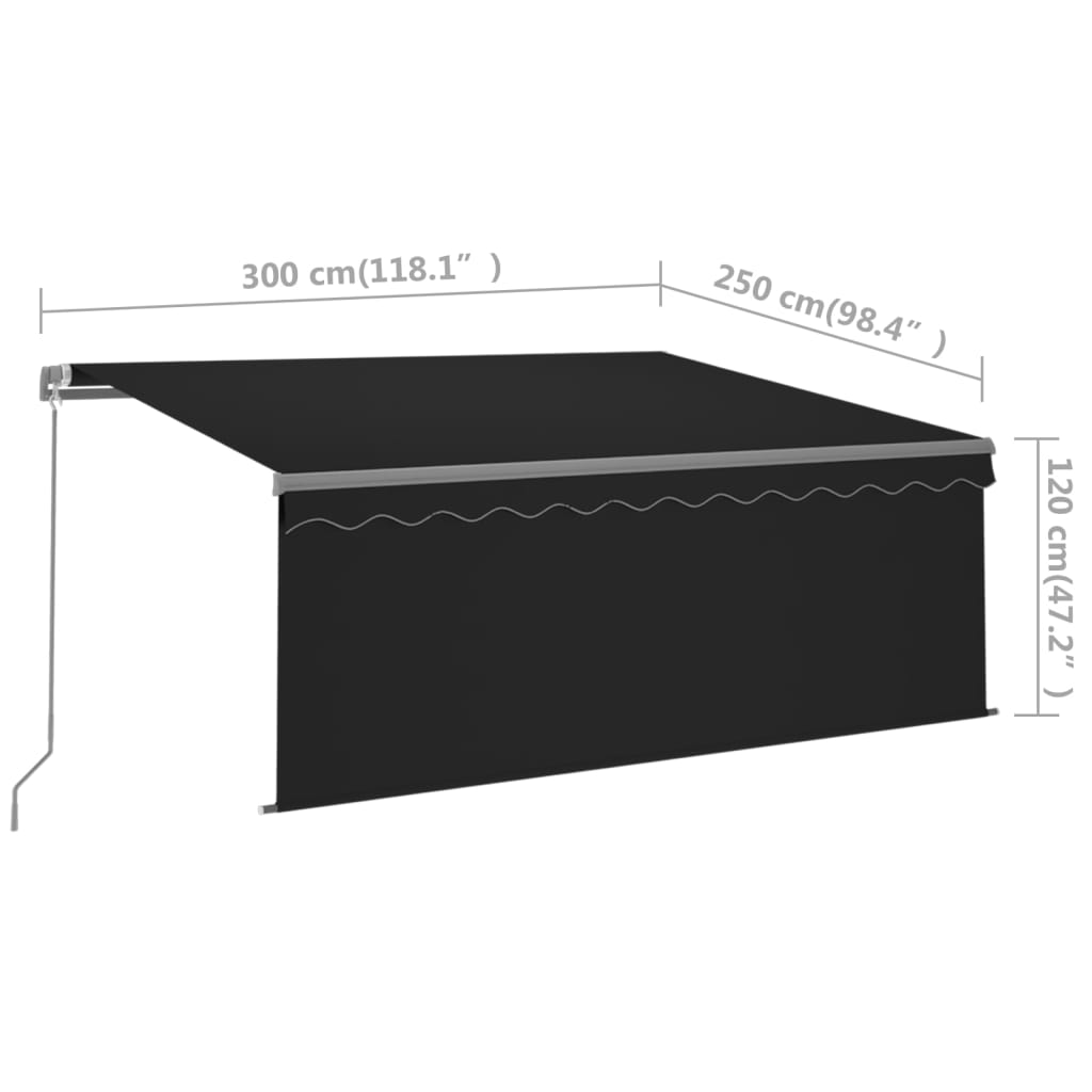 vidaXL Tenda na ručno uvlačenje s roletom 3 x 2,5 m antracit