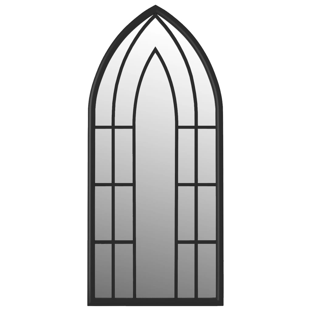 vidaXL Vrtno ogledalo crno 100 x 45 cm željezno za vanjsku upotrebu