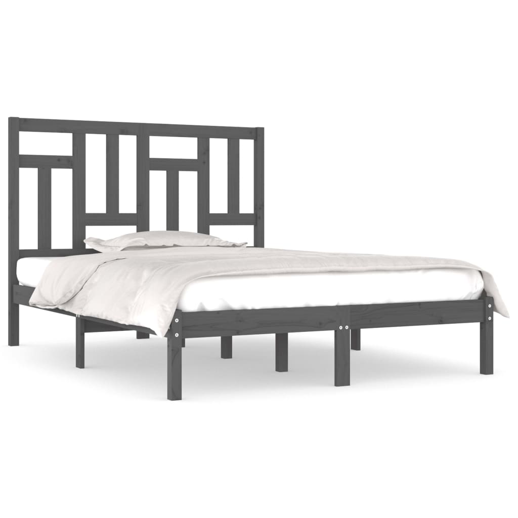 vidaXL Okvir za krevet masivno drvo sivi 120 x 190 cm mali bračni