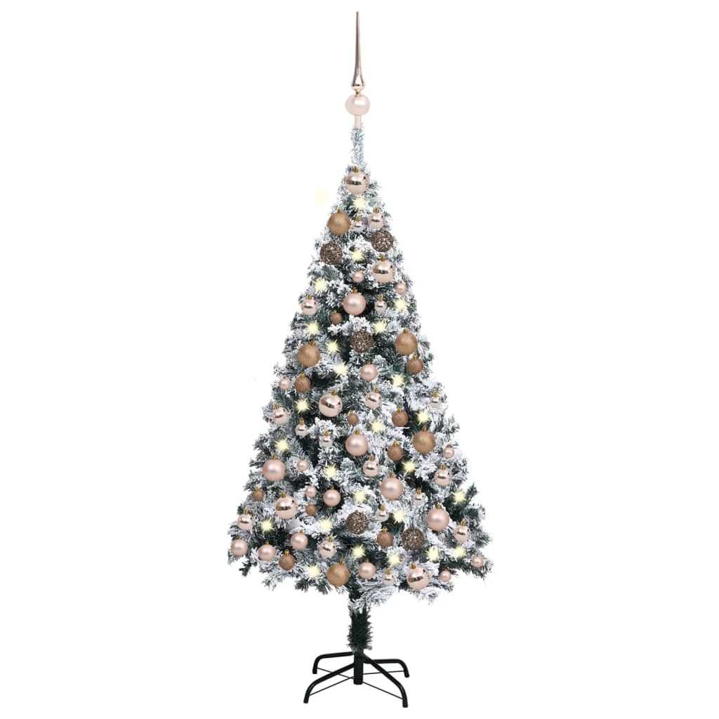 vidaXL Umjetno osvijetljeno božićno drvce s kuglicama LED zeleno 120cm