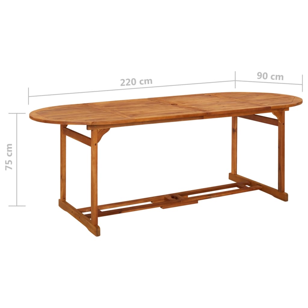 vidaXL Vrtni blagovaonski stol 220 x 90 x 75 cm masivno bagremovo drvo
