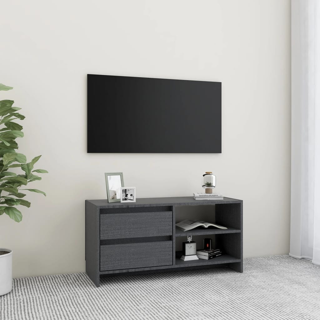 vidaXL TV ormarić sivi 80 x 31 x 39 cm od masivne borovine