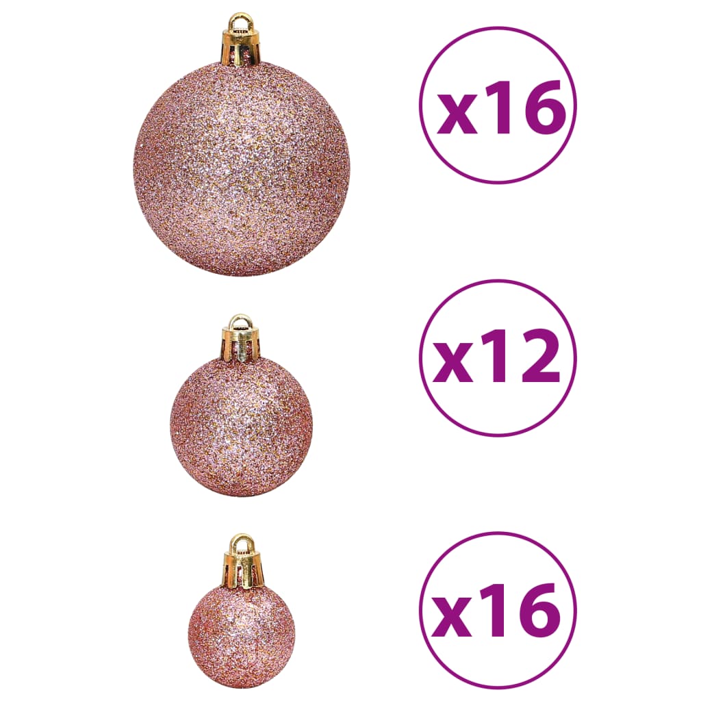 vidaXL Božićne kuglice 100 kom ružičaste i ružičastozlatne 3/4/6 cm