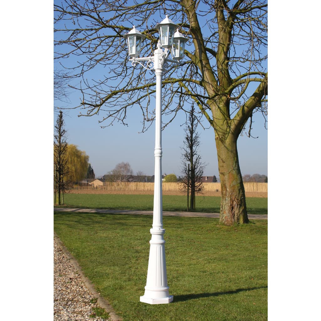 Vrtna stupna svjetiljka 3-lanterne 215 cm bijela