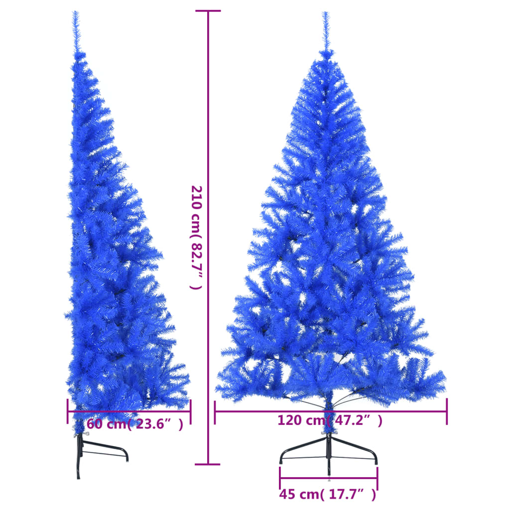 vidaXL Umjetna polovica božićnog drvca sa stalkom plava 210 cm PVC