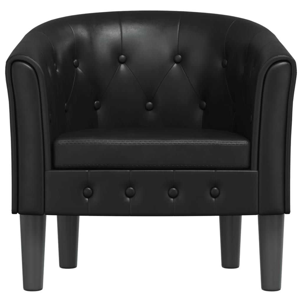 vidaXL Zaobljena fotelja od umjetne kože crna