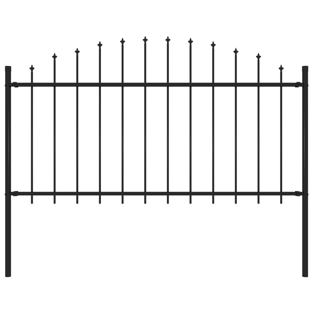 vidaXL Vrtna ograda s ukrasnim kopljima (1,25 - 1,5 ) x 1,7 m čelična crna
