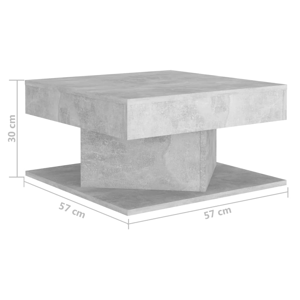 vidaXL Stolić za kavu siva boja betona 57 x 57 x 30 cm od iverice