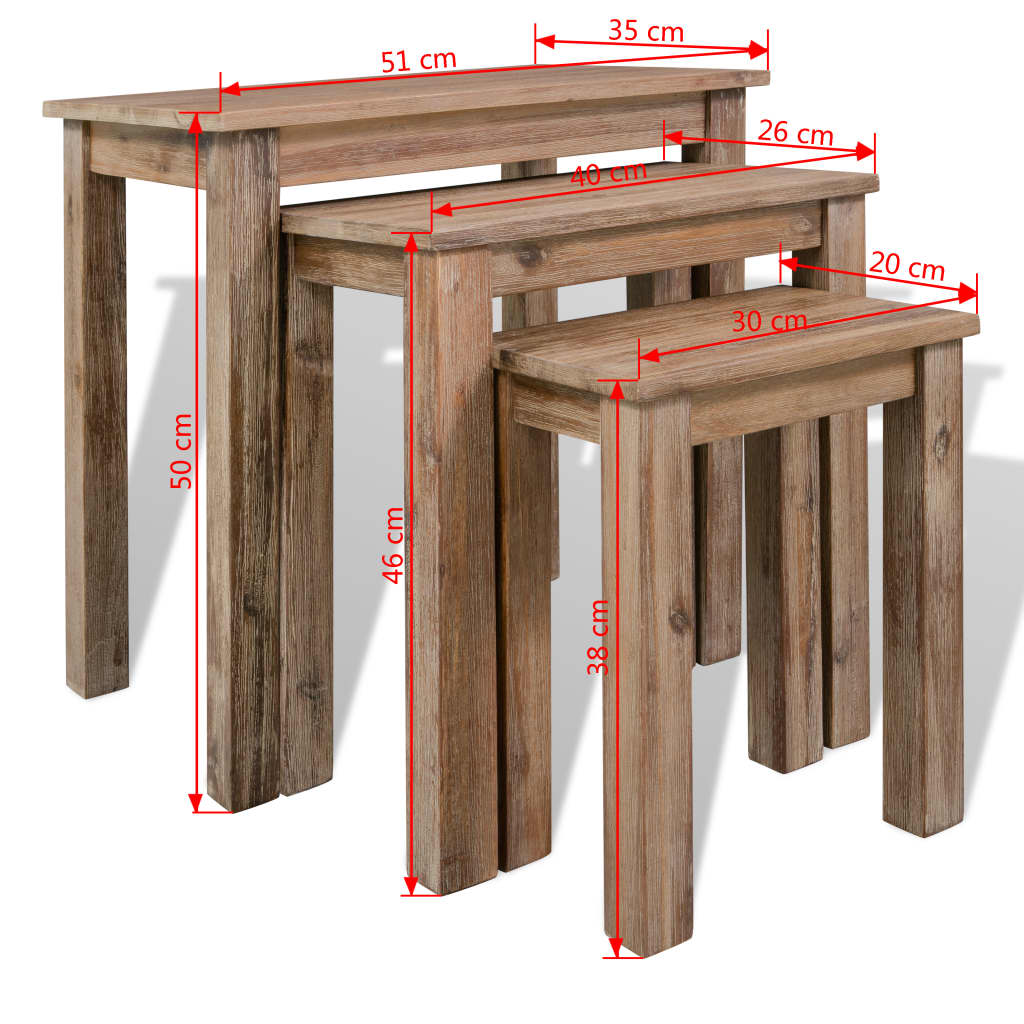 vidaXL 3 uklapajuća stolića od masivnog drva akacije