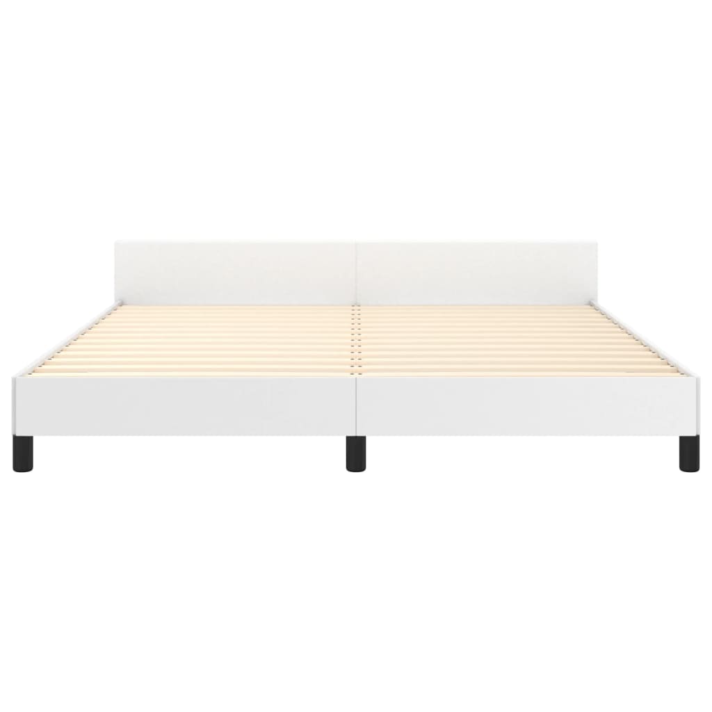 vidaXL Okvir za krevet s uzglavljem bijeli 160x200 cm od umjetne kože