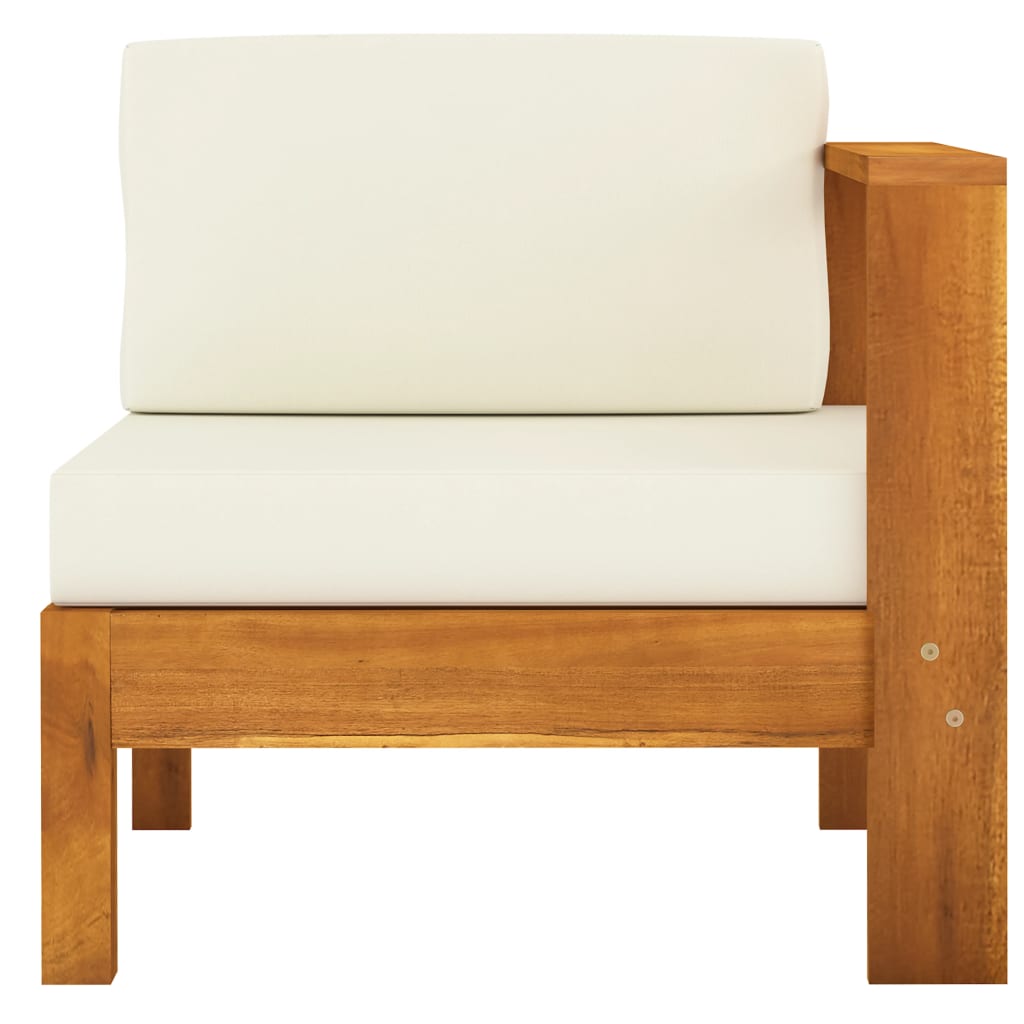 vidaXL 5-dijelna vrtna garnitura s krem bijelim jastucima drvo bagrema