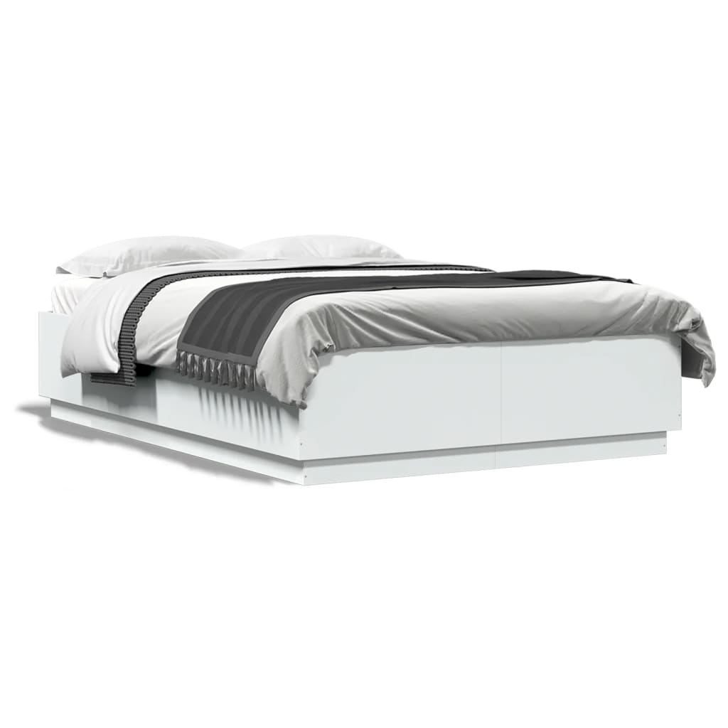 vidaXL Okvir za krevet s LED svjetlima bijeli 120 x 200 cm drveni