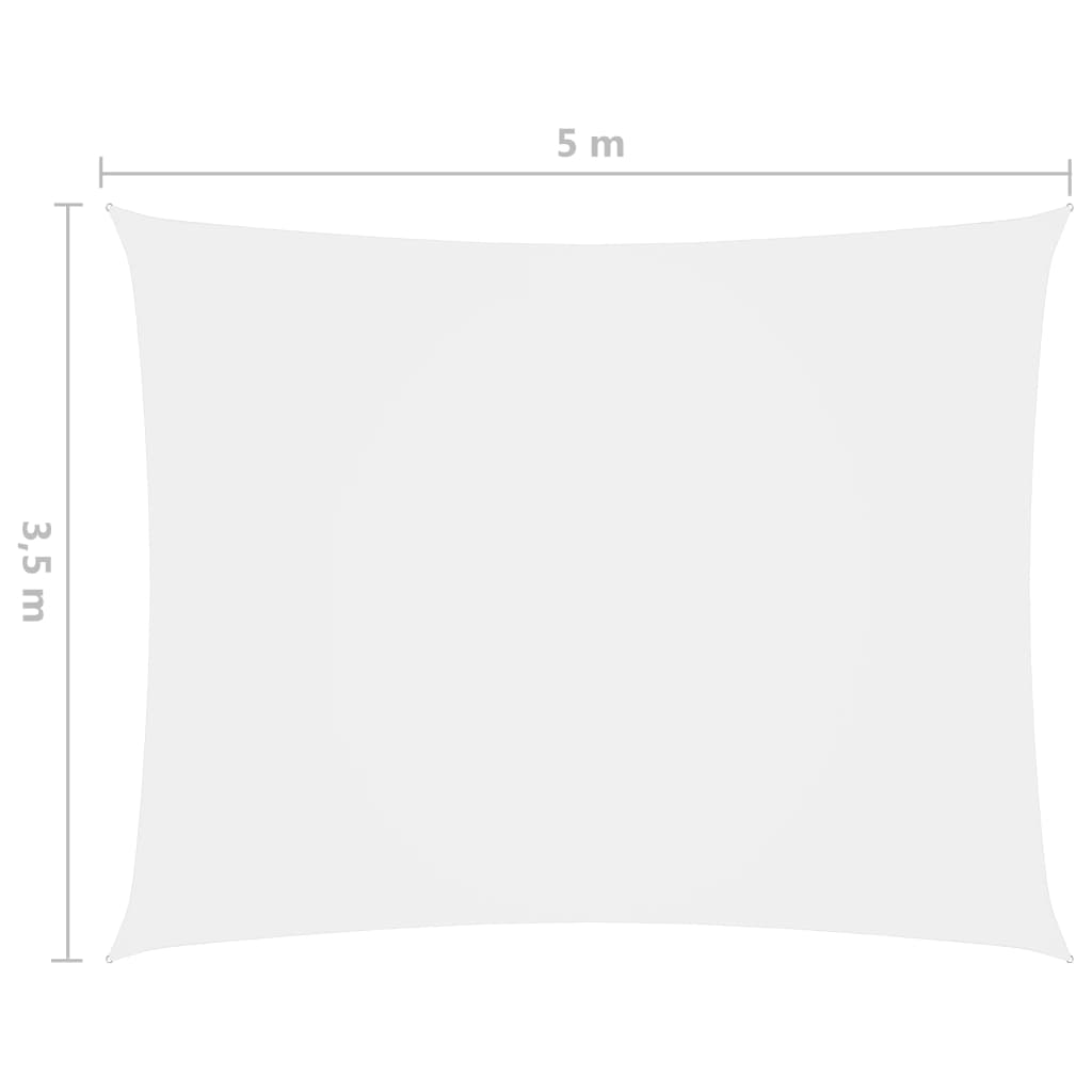 vidaXL Jedro za zaštitu od sunca pravokutno tkanina 3,5 x 5 m bijelo
