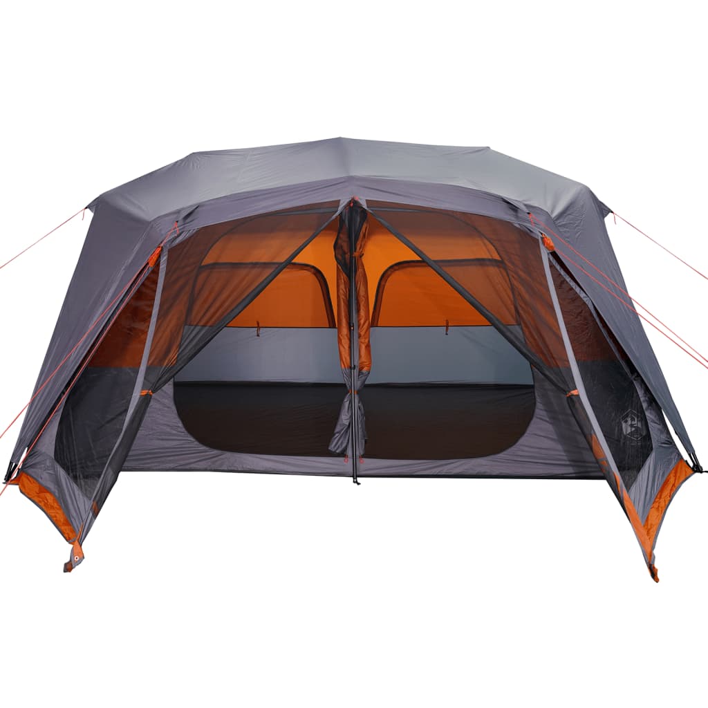 vidaXL Šator za kampiranje za 10 osoba sivo-narančasti vodootporni