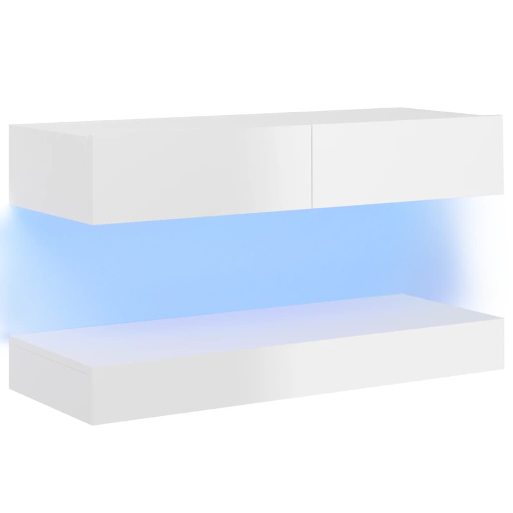 vidaXL TV ormarić s LED svjetlima visoki sjaj bijeli 90 x 35 cm