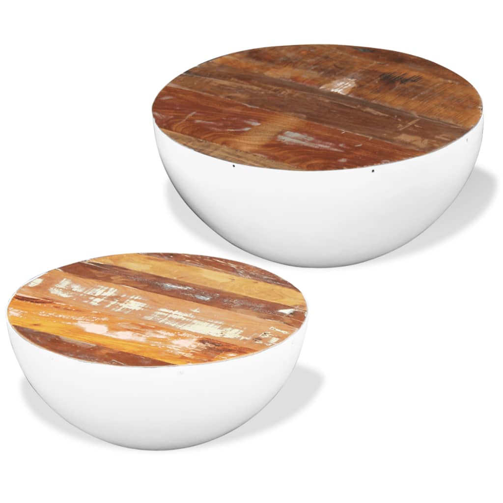 vidaXL Dvodijelni set solića za kavu u obliku zdjele obnovljeno drvo