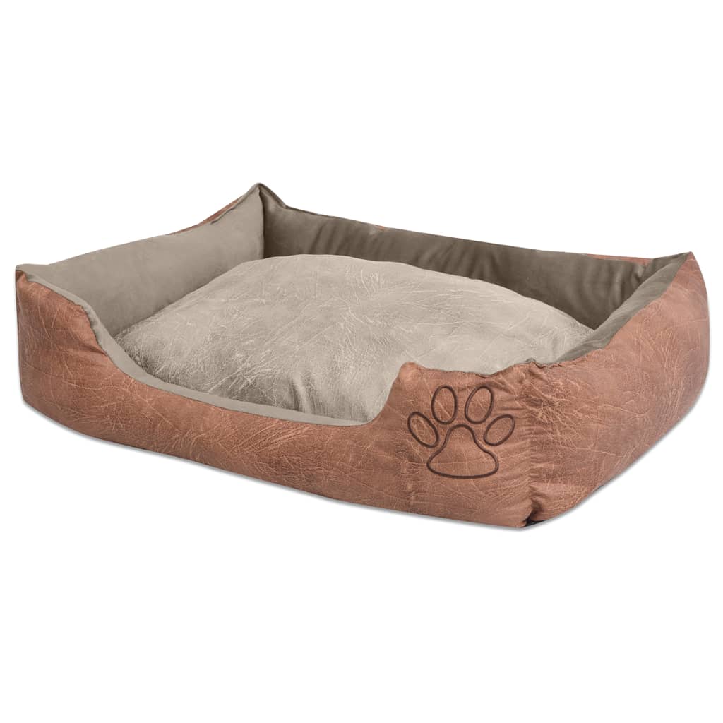 vidaXL Krevet za pse s jastukom PU umjetna koža veličina L Bež