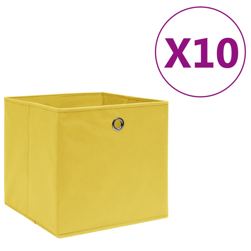 vidaXL Kutije za pohranu od netkane tkanine 10 kom 28x28x28 cm žute