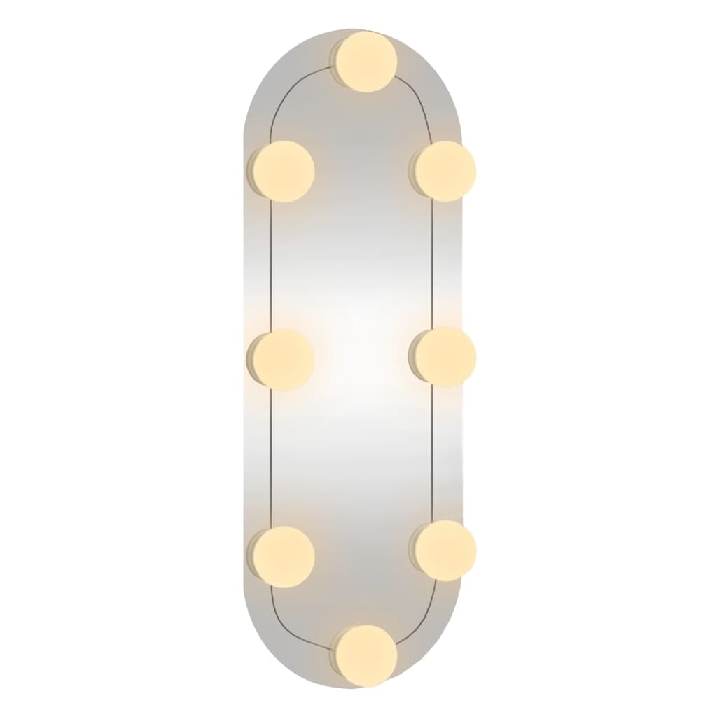 vidaXL Zidno ogledalo s LED svjetlima 15 x 40 cm stakleno ovalno