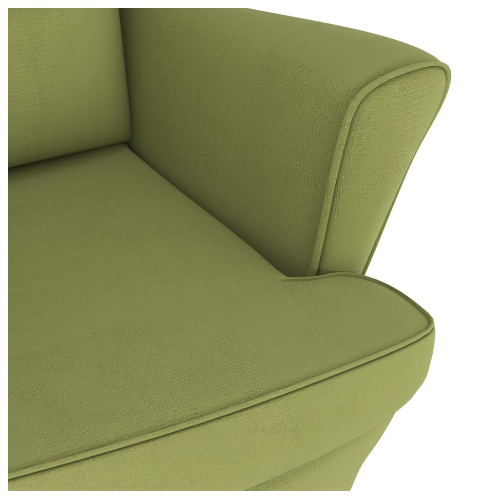 vidaXL Fotelja za ljuljanje s drvenim nogama svjetlozelena baršunasta