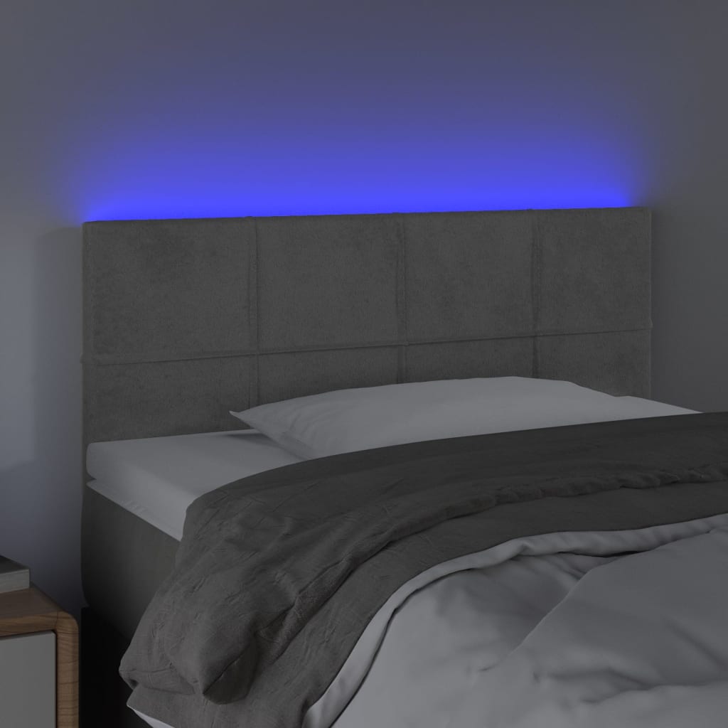 vidaXL LED uzglavlje svjetlosivo 80 x 5 x 78/88 cm baršunasto