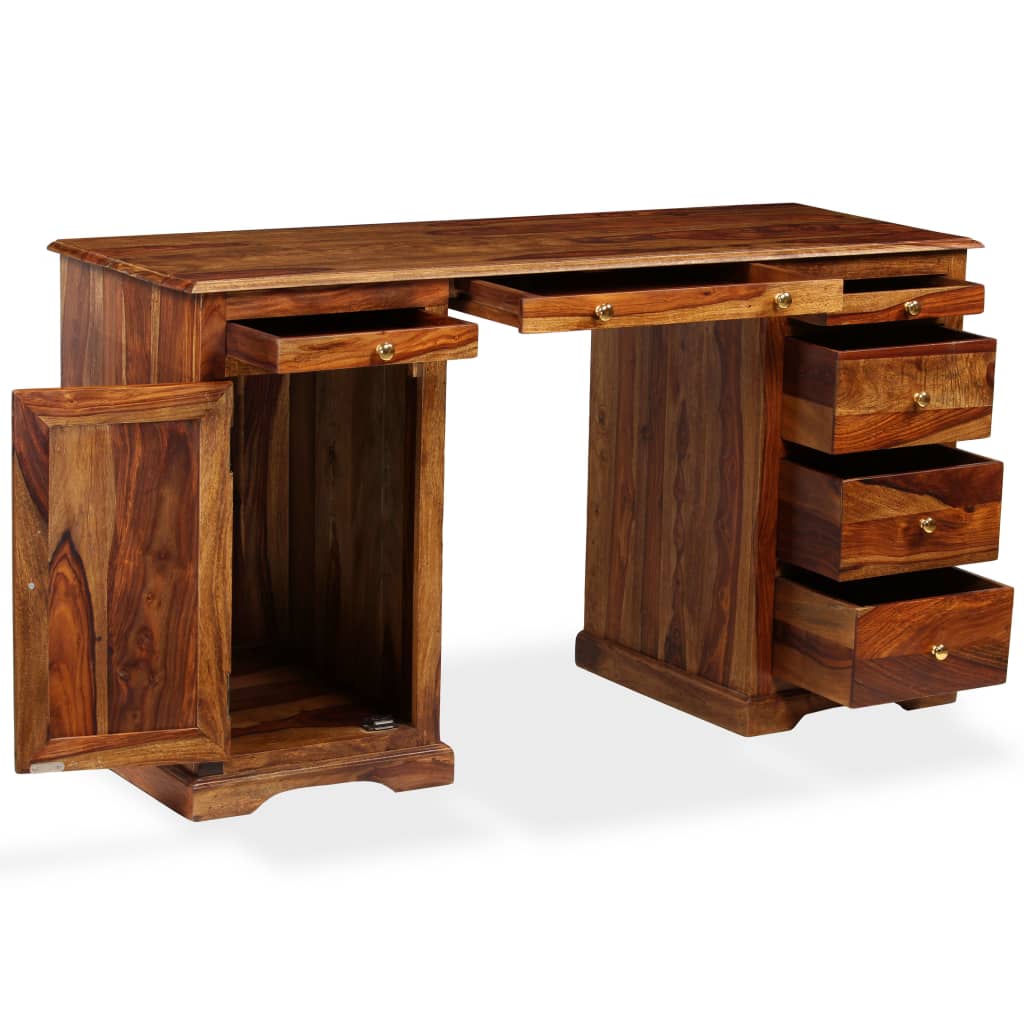 vidaXL Pisaći stol s postoljem od masivnog drva šišama 140x50x76 cm