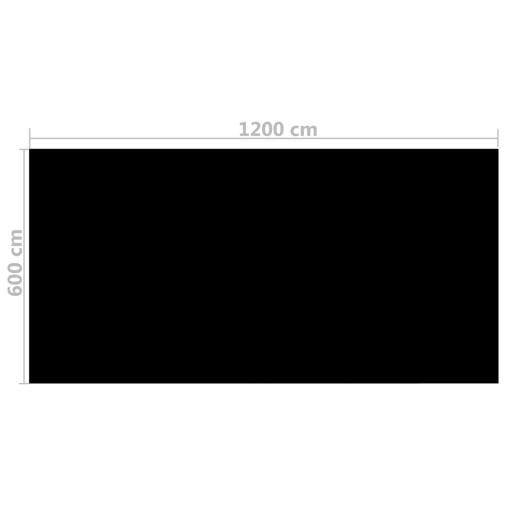 vidaXL Pravokutni pokrivač za bazen 1200 x 600 cm PE crni