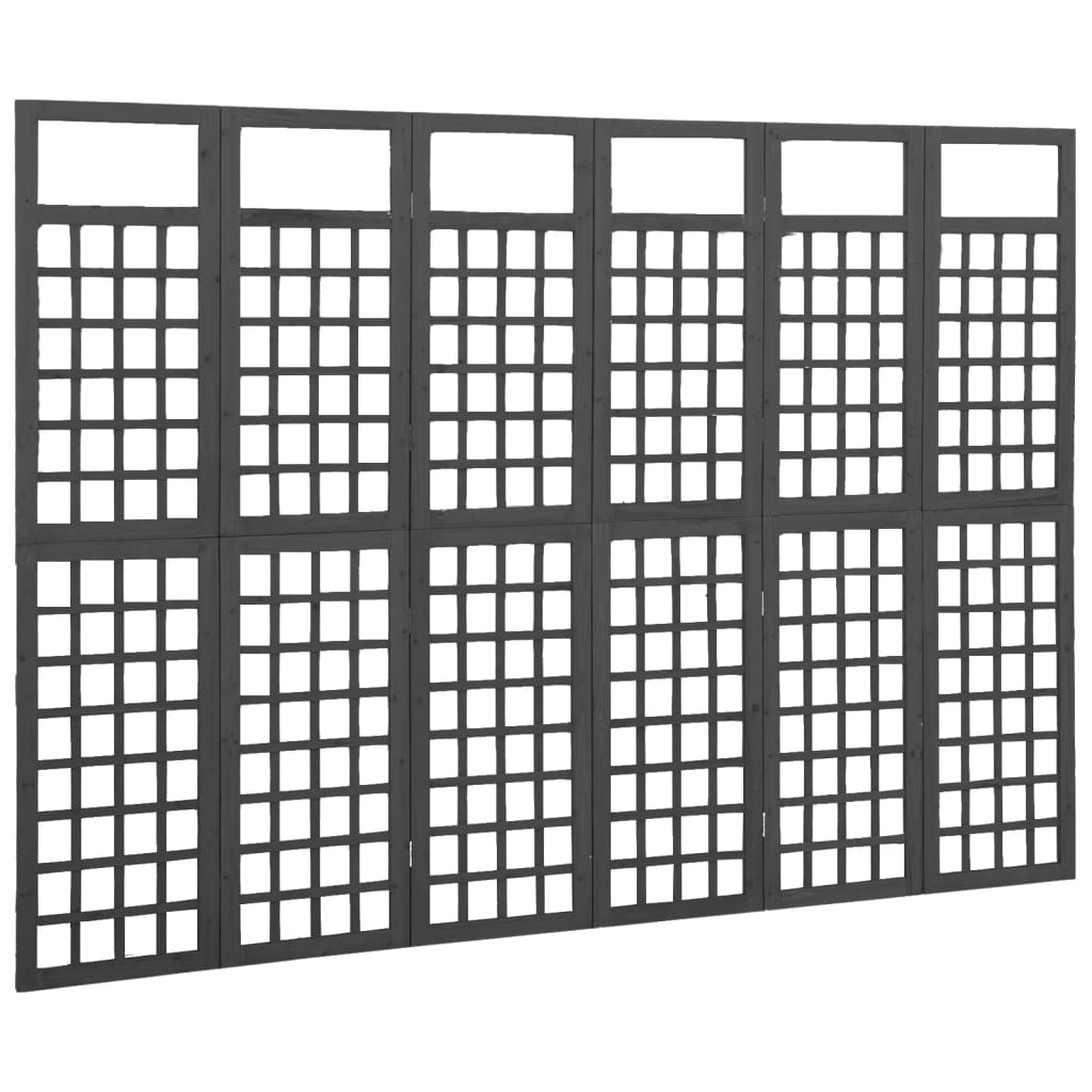 vidaXL Sobna pregrada / rešetka sa 6 panela jelovina 242,5x180 cm crna