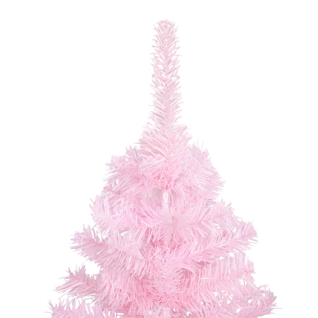 vidaXL Umjetno osvijetljeno božićno drvce s kuglicama rozo 180 cm PVC